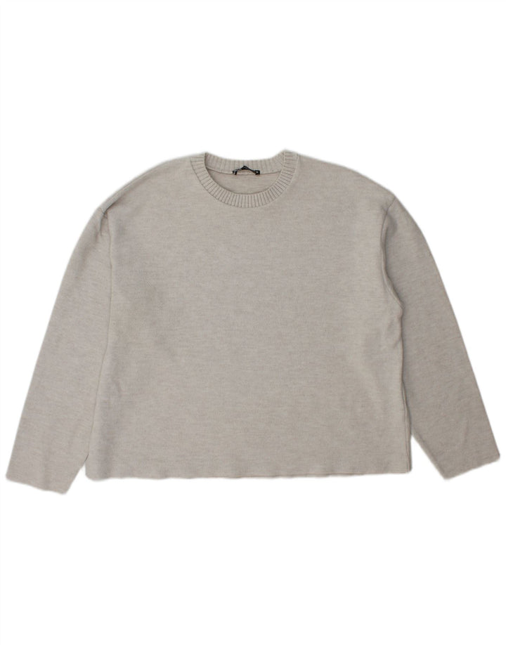 Maglione maglione girocollo da donna Zara UK 16 grande poliestere grigio