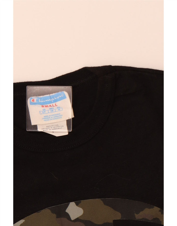 T-shirt grafica da uomo CHAMPION Top piccola in cotone nero