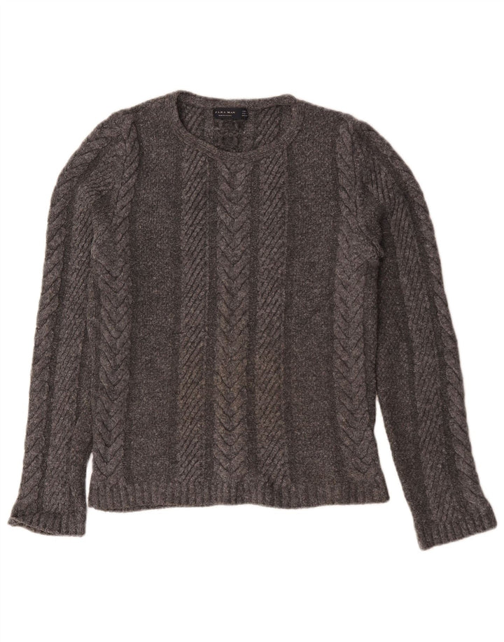 Maglione girocollo da uomo Zara, maglione grande, in acrilico chiazzato grigio