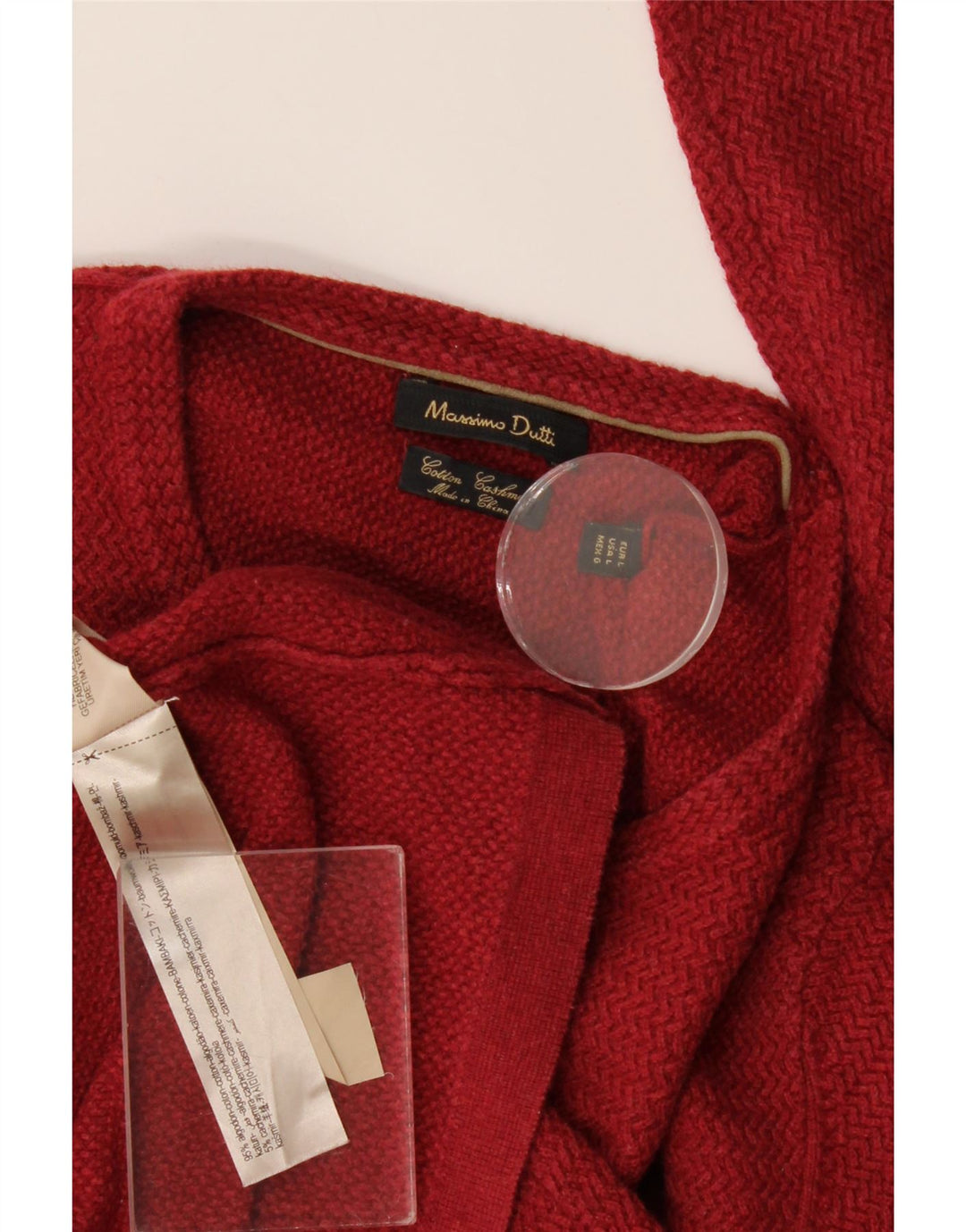 Maglione maglione girocollo da uomo Massimo Dutti grande cotone rosso