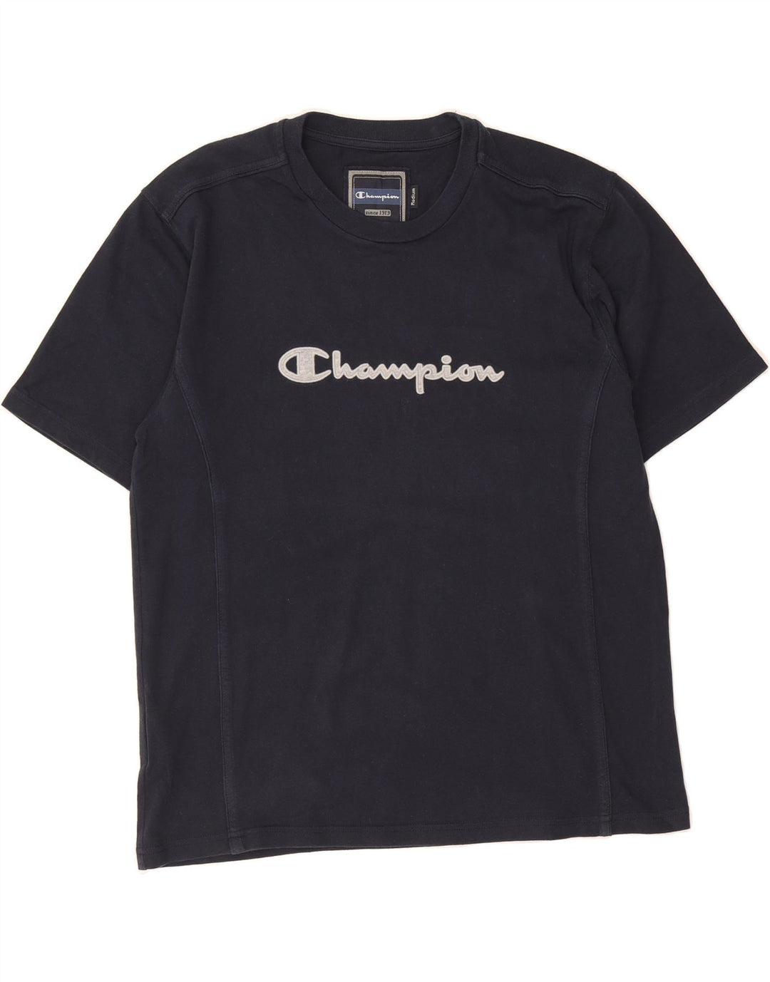 CHAMPION Mens Graphic T-Shirt Top Medium Navy Blue Cotton Vintage Champion and Second-Hand Champion from Messina Hembry 