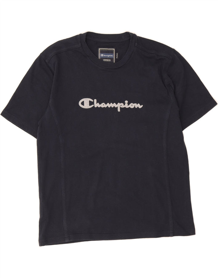 CHAMPION Mens Graphic T-Shirt Top Medium Navy Blue Cotton Vintage Champion and Second-Hand Champion from Messina Hembry 