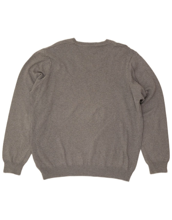 Marks & Spencer Mens Blue Harbour V-Neck Jumper Sweater XL Grey Cotton