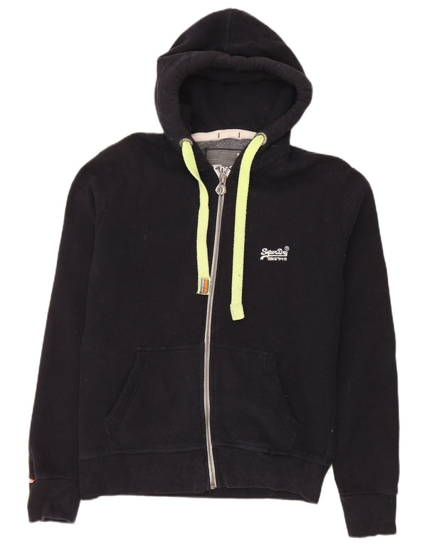 Maglione con cappuccio e zip da uomo Superdry in cotone blu navy medio