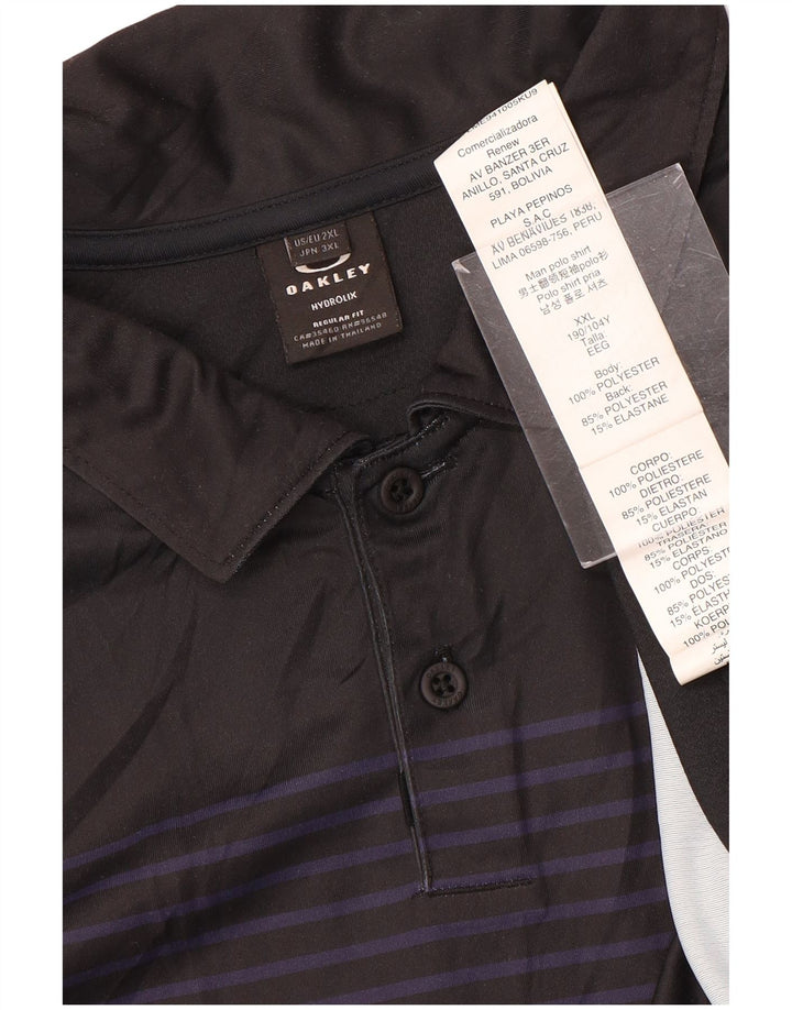 Polo da uomo Oakley 2XL poliestere a righe nere