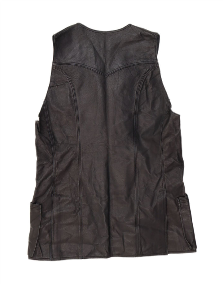 Gilet in pelle da donna vintage UK 14 medio nero