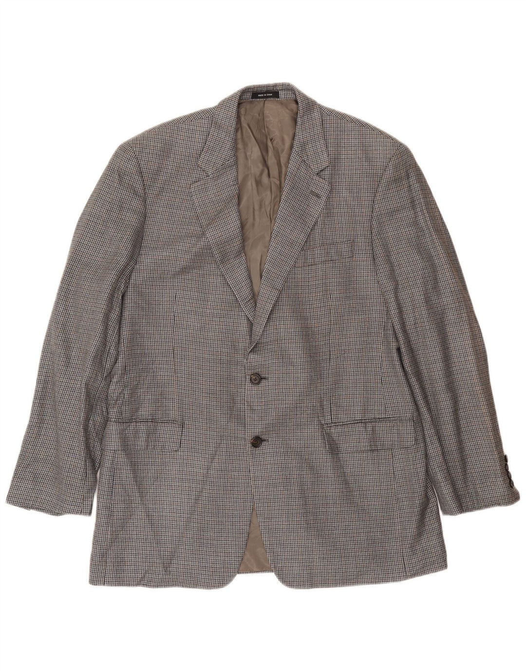 Giacca blazer a 2 bottoni da uomo Ralph Lauren UK 42 grande seta pied de poule grigia