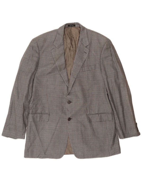 Giacca blazer a 2 bottoni da uomo Ralph Lauren UK 42 grande seta pied de poule grigia
