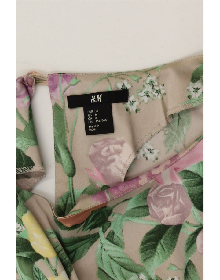 H&M Womens 3/4 Sleeve Shift Dress EU 36 Small Beige Floral Polyester Vintage H&M and Second-Hand H&M from Messina Hembry 