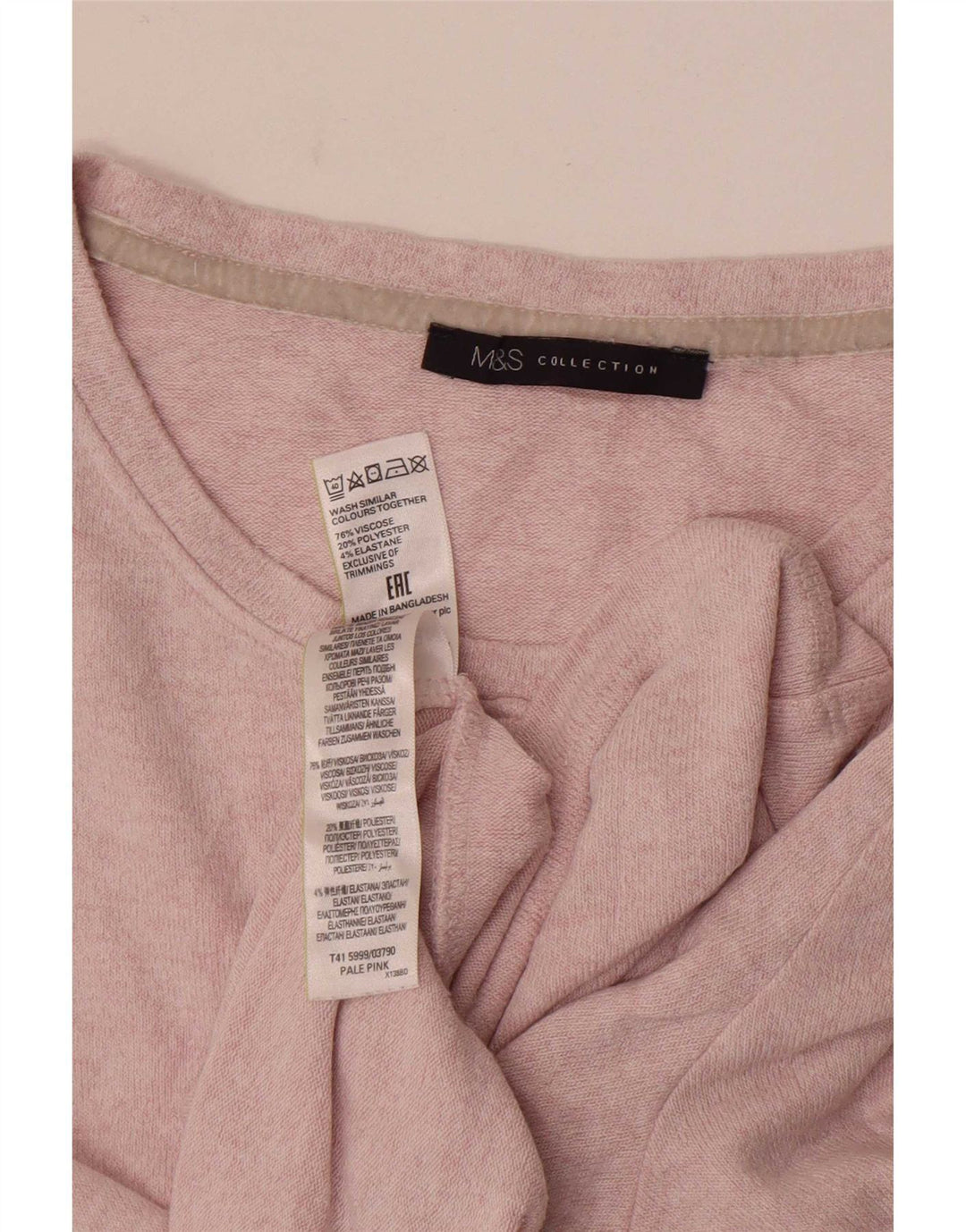 Marks & Spencer T-shirt da donna Top UK 16 Large Rosa in viscosa