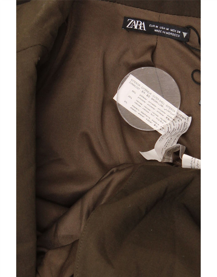 Vestito aderente a maniche lunghe da donna Zara UK 12 Poliestere kaki medio