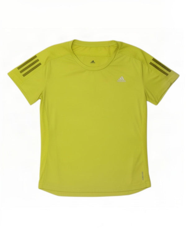 Adidas T-shirt da corsa a maniche corte da donna Top UK 16/18 Large Giallo Sport