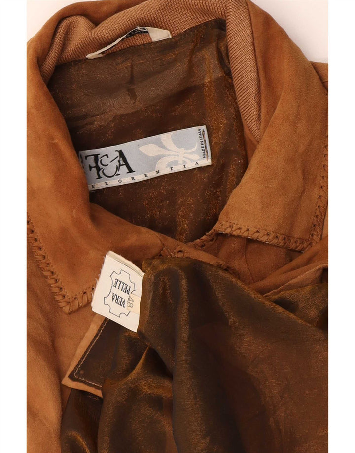Giacca vintage da donna in pelle scamosciata IT 48 XL in pelle beige