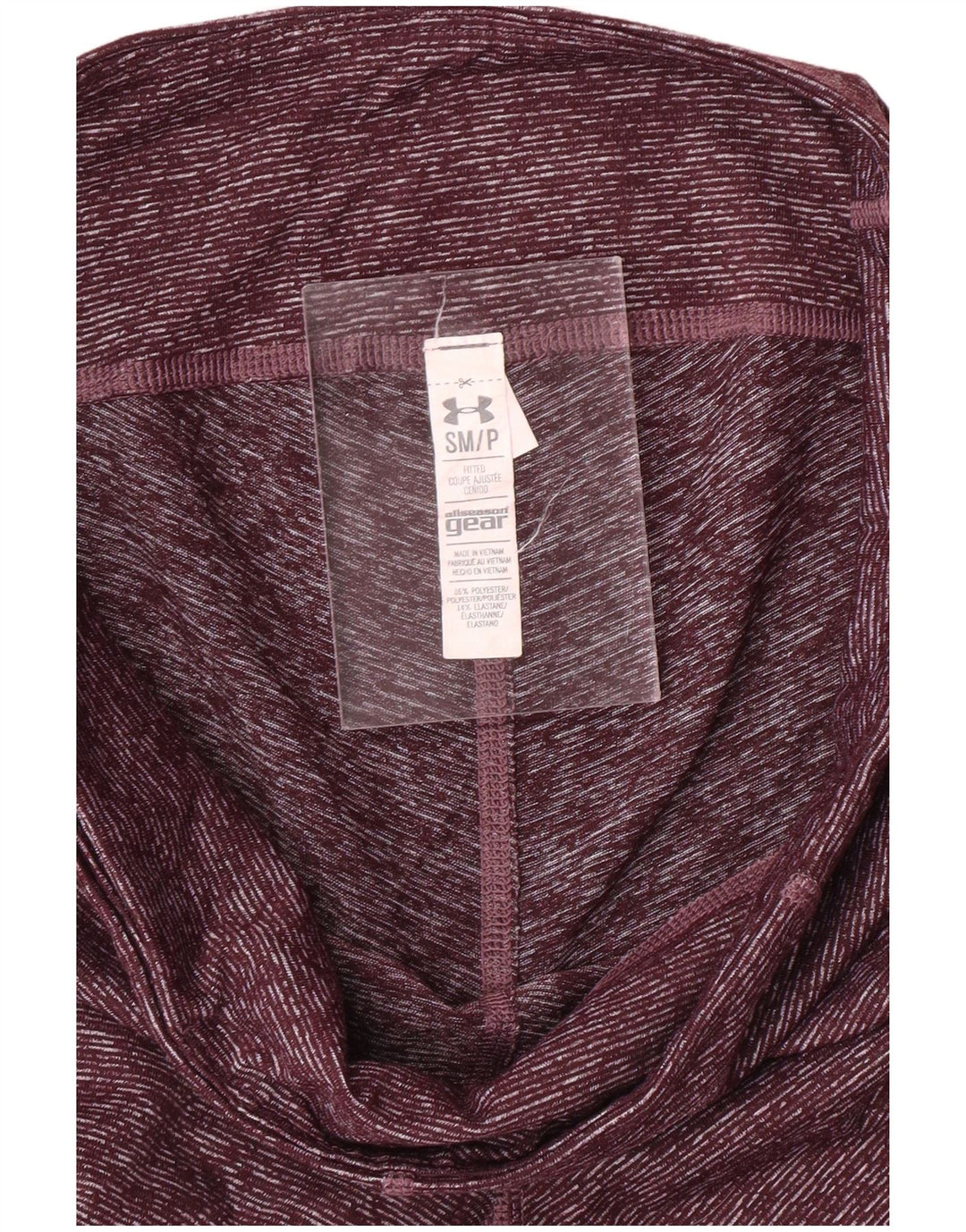 UNDER ARMOUR Leggings Capri da donna UK 10 Piccolo poliestere screziato bordeaux