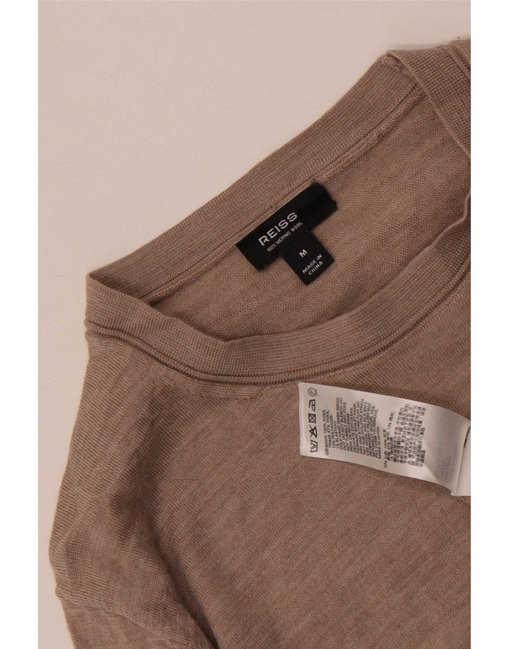 Maglione maglione girocollo da uomo Reiss in lana marrone medio