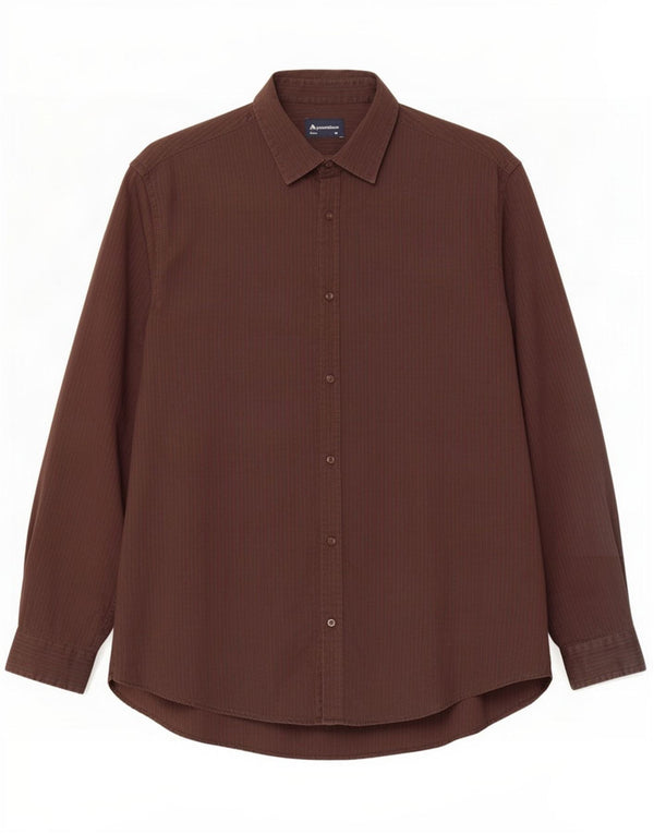 Aquascutum Camicia da uomo Taglia 46 18 2XL Cotone a righe marroni