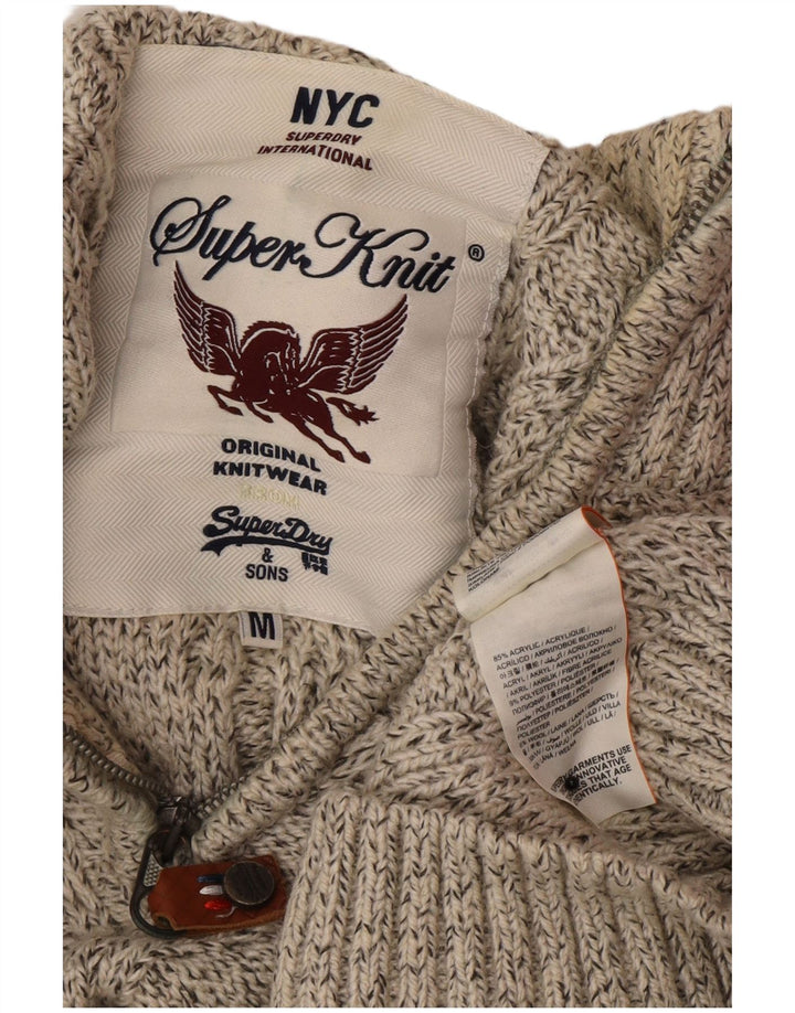 Maglione da uomo con collo con zip Superdry Acrilico chiazzato grigio medio