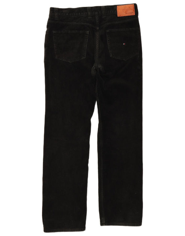 Pantaloni dritti in velluto a coste da uomo Tommy Hilfiger W34 L34 cotone nero