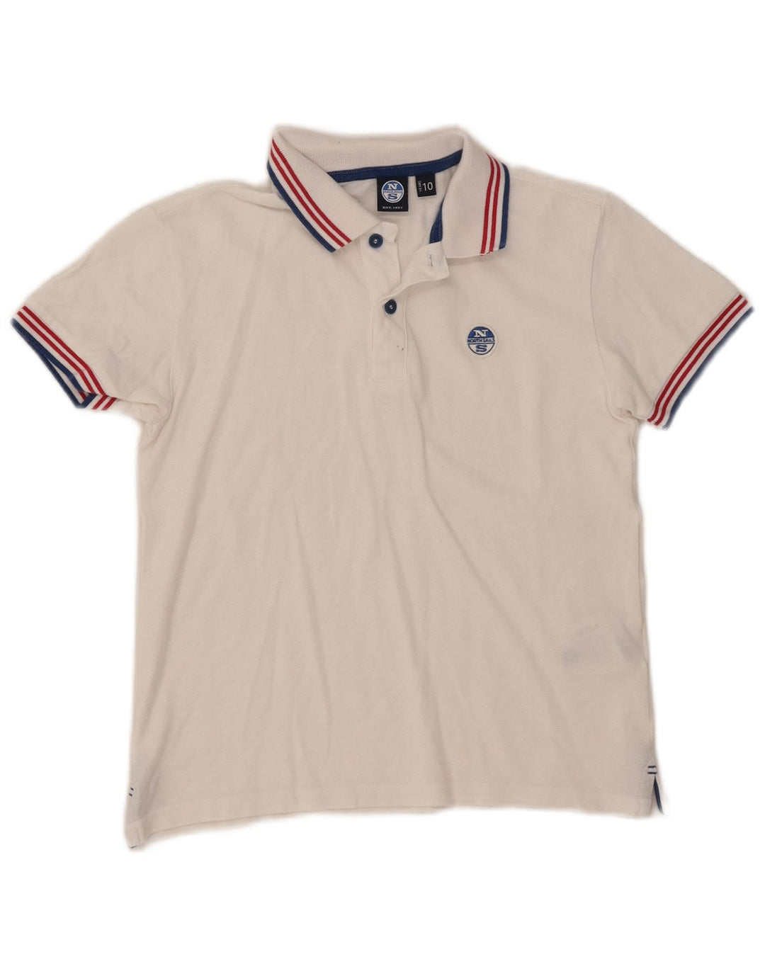 Polo North Sails Bambino 9-10 Anni Cotone Rigato Bianco