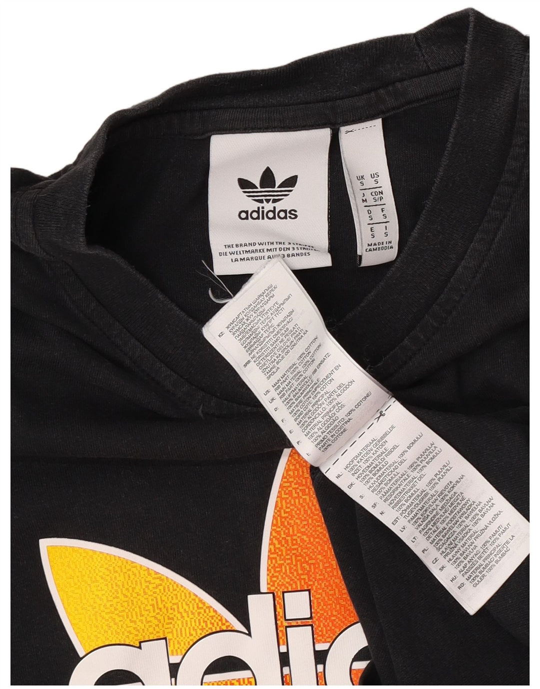 T-shirt grafica da uomo Adidas Top piccola in cotone nero