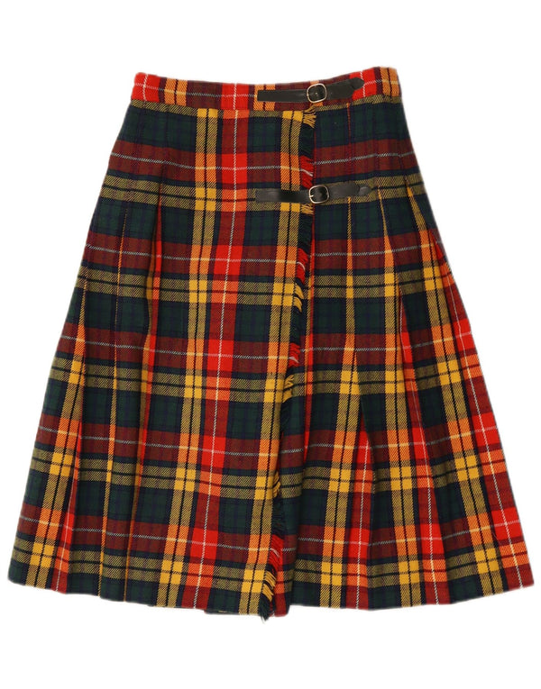 Gonna a portafoglio a pieghe vintage da donna W28 scozzese medio multicolore