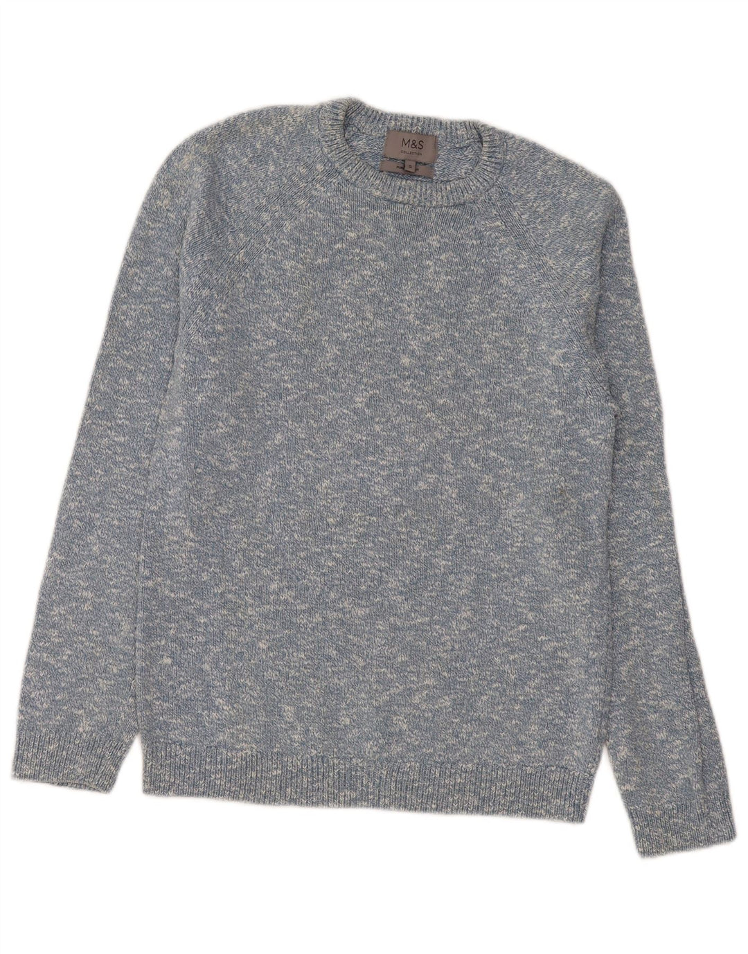 Maglione da uomo con scollo a barca Marks & Spencer piccolo cotone screziato blu