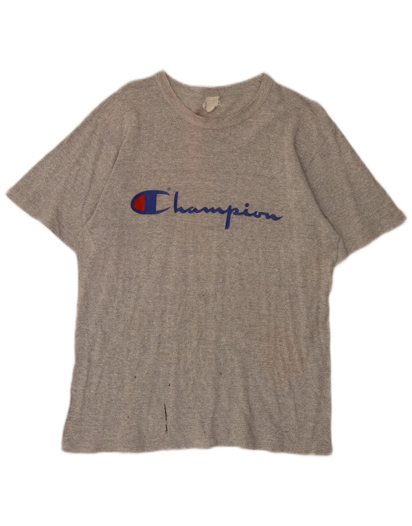 T-shirt grafica da uomo Champion Top in cotone grigio medio