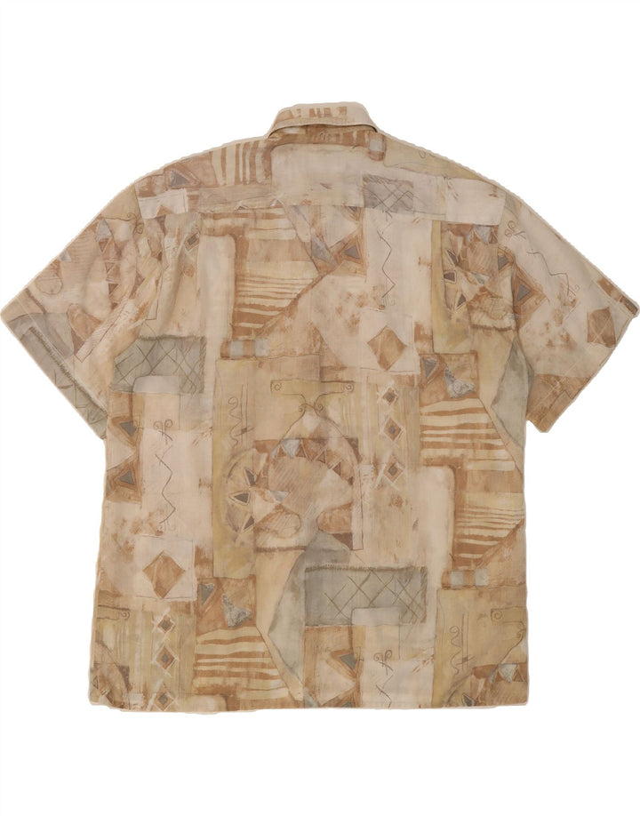 TONY.D Mens Abstract Pattern Short Sleeve Shirt Size 41 16 Large Beige Vintage Tony.D and Second-Hand Tony.D from Messina Hembry 