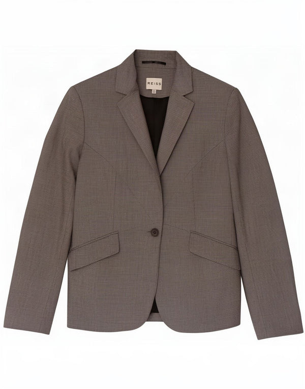 Reiss Giacca blazer da donna a 1 bottone UK 10 Small Grey Poliestere