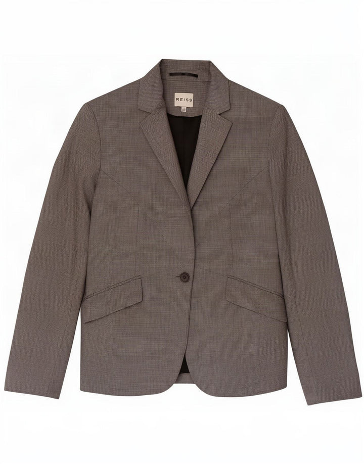 Reiss Giacca blazer da donna a 1 bottone UK 10 Small Grey Poliestere