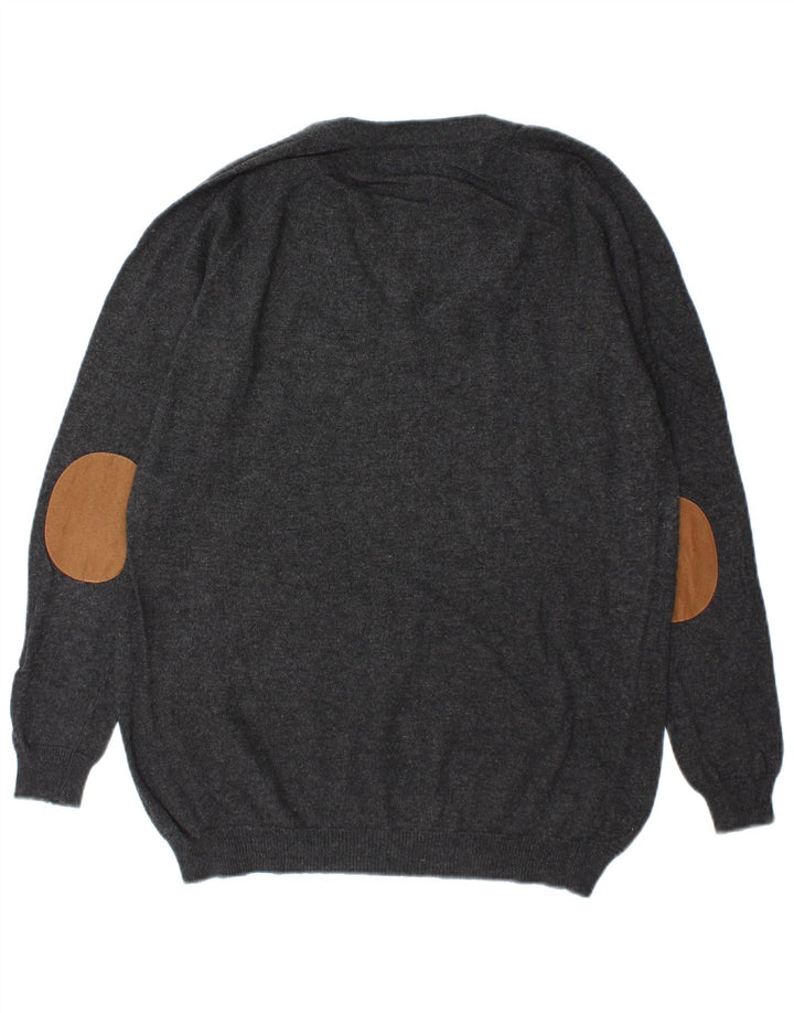 Maglione Zara da uomo con scollo a V piccolo in cotone grigio