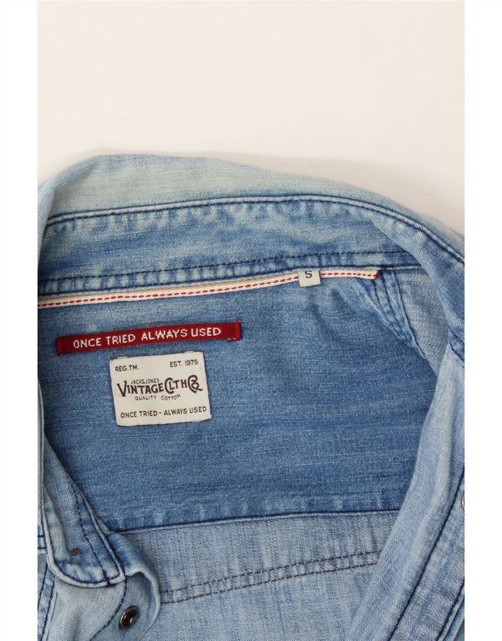 JACK & JONES Mens Denim Shirt Small Blue Cotton Vintage Jack & Jones and Second-Hand Jack & Jones from Messina Hembry 