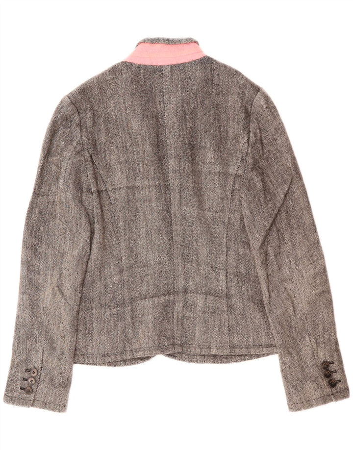 JACK WILLS Giacca blazer da donna a 3 bottoni UK 10 piccola in lino grigio