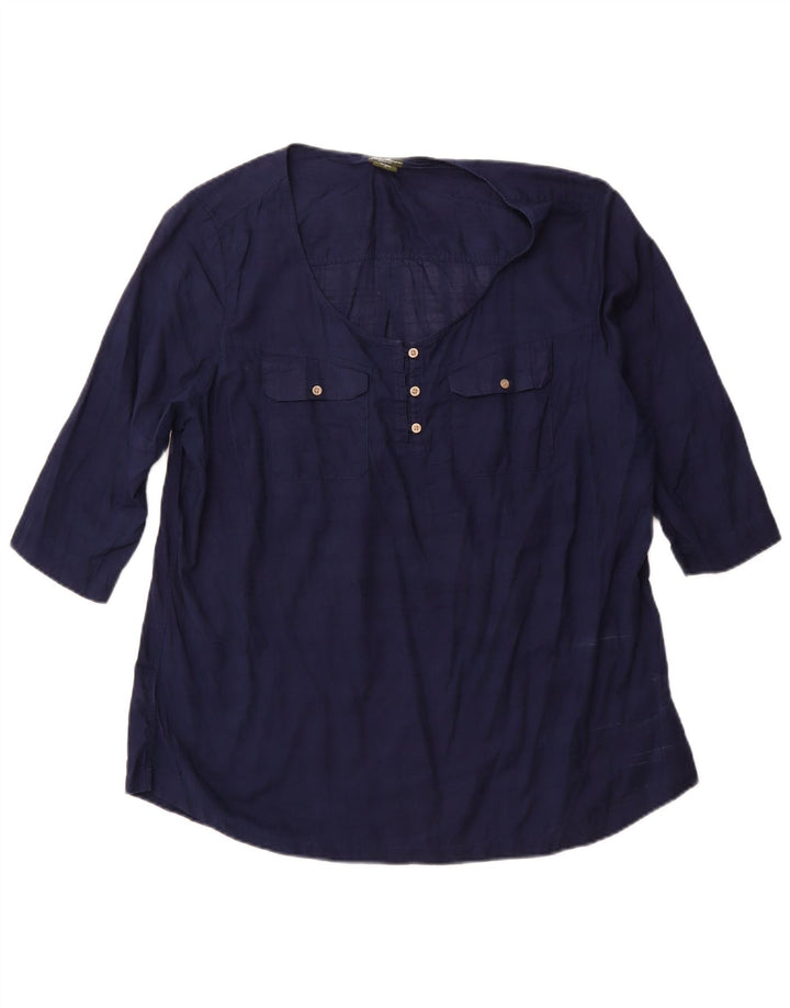 EDDIE BAUER Camicetta da donna con maniche a 3/4 Top UK 18 XL Cotone blu navy