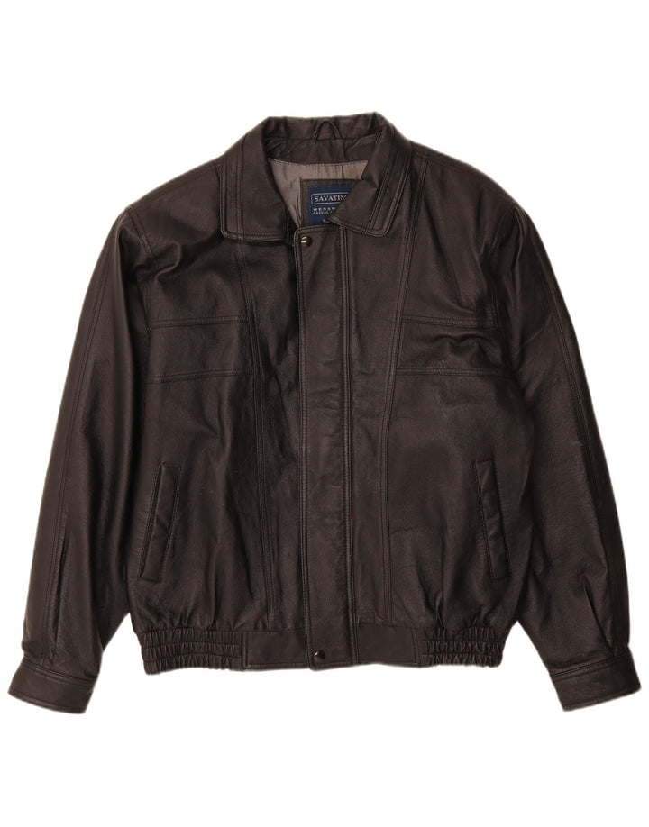 Giacca in pelle vintage da uomo UK 40 grande in pelle nera