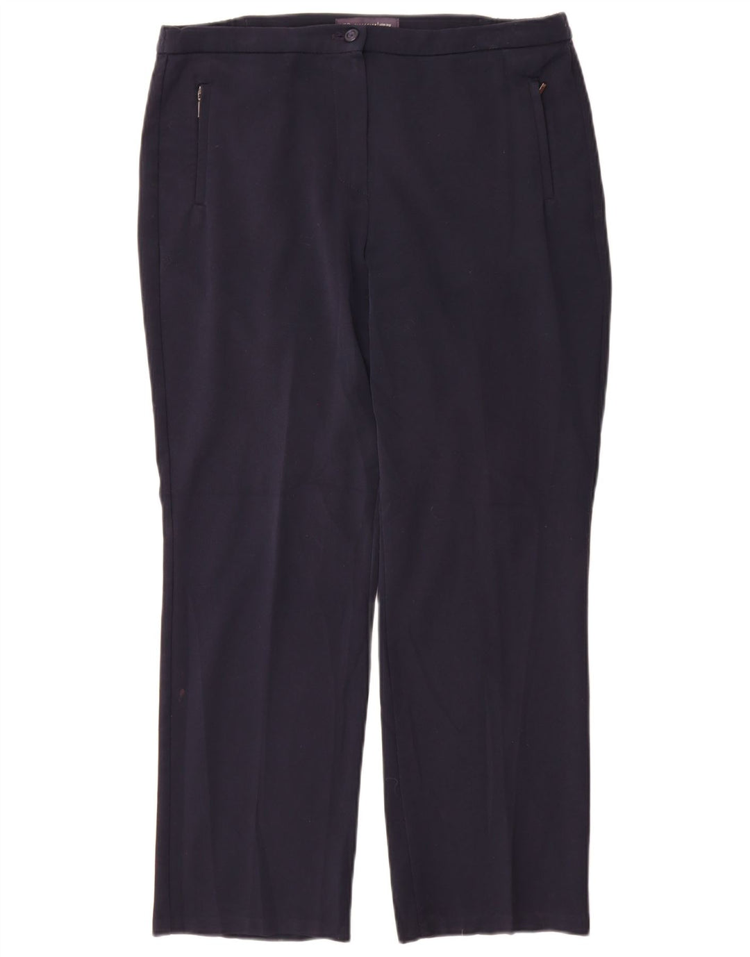 Pantaloni casual dritti da donna Marks & Spencer W32 L28 poliestere blu navy