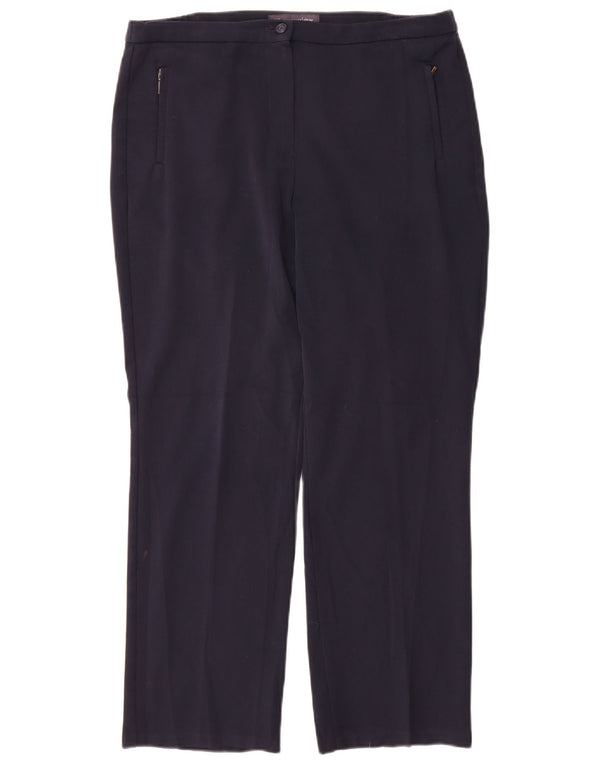 Pantaloni casual dritti da donna Marks & Spencer W32 L28 poliestere blu navy
