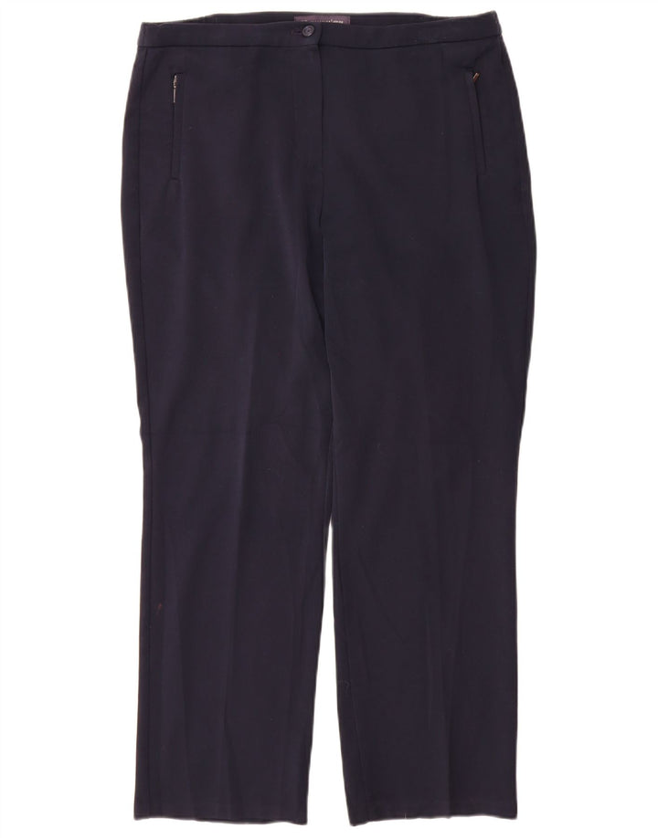 Pantaloni casual dritti da donna Marks & Spencer W32 L28 poliestere blu navy