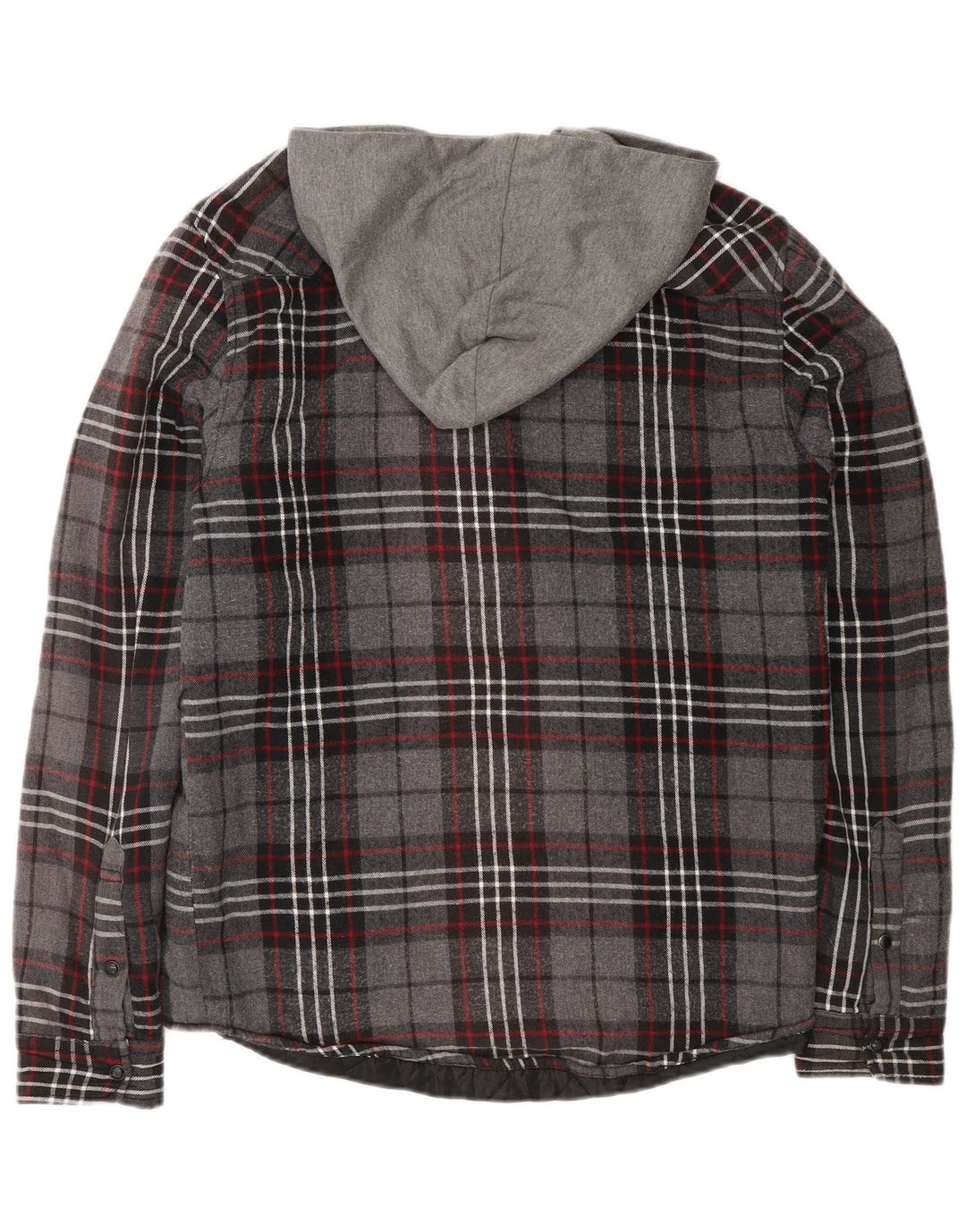 Camicia da uomo in flanella da boscaiolo con cappuccio Zara, cotone a quadri grigio medio
