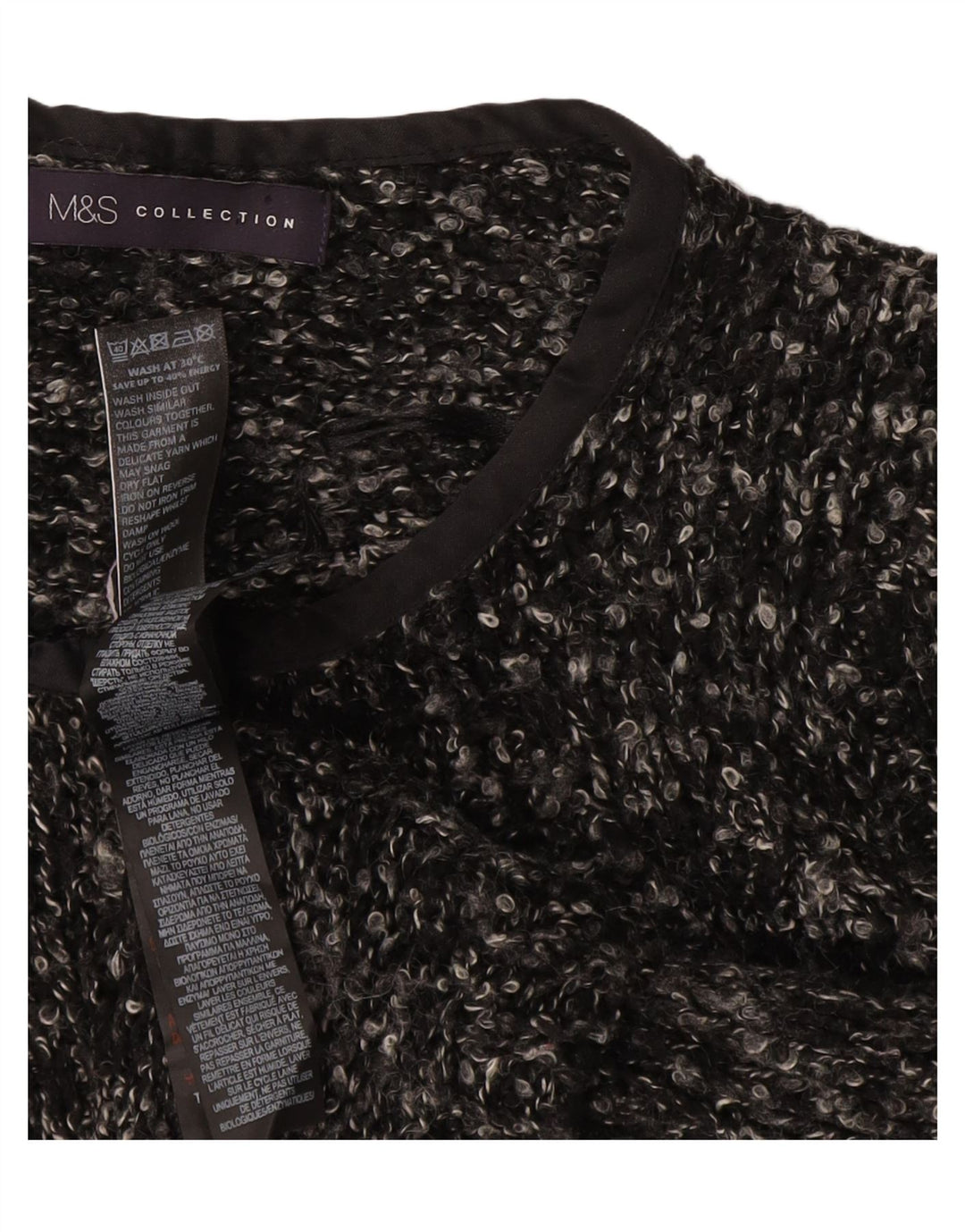 Maglione cardigan da donna Marks & Spencer UK 12 Acrilico screziato grigio medio