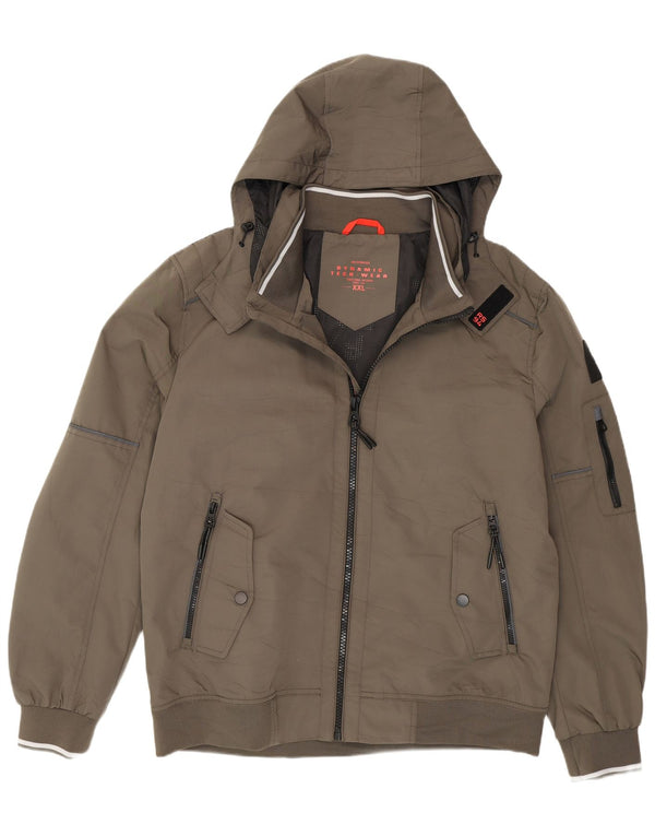 Bomber con cappuccio da uomo Jim Spencer UK 44 2XL Poliestere kaki