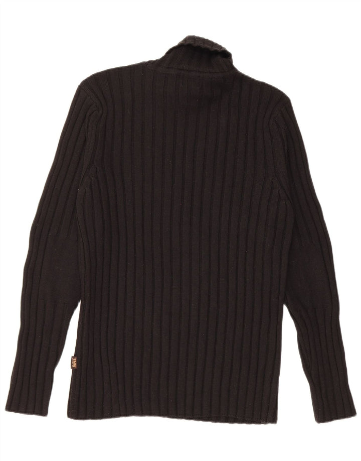 Maglione da uomo con collo alto Rifle, piccolo in lana merino nera