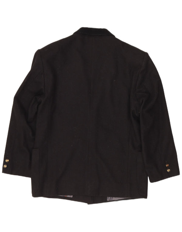 Stefanel Womens 2 Button Blazer Jacket UK 14 Medium Black Wool