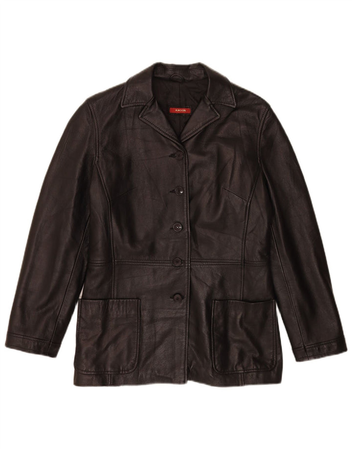 Giacca in pelle da donna vintage IT 42 media in pelle nera
