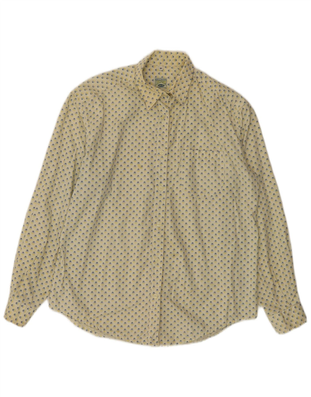 Camicia UNIFORM da donna vestibilità ampia con motivo astratto UK 14 cotone giallo medio