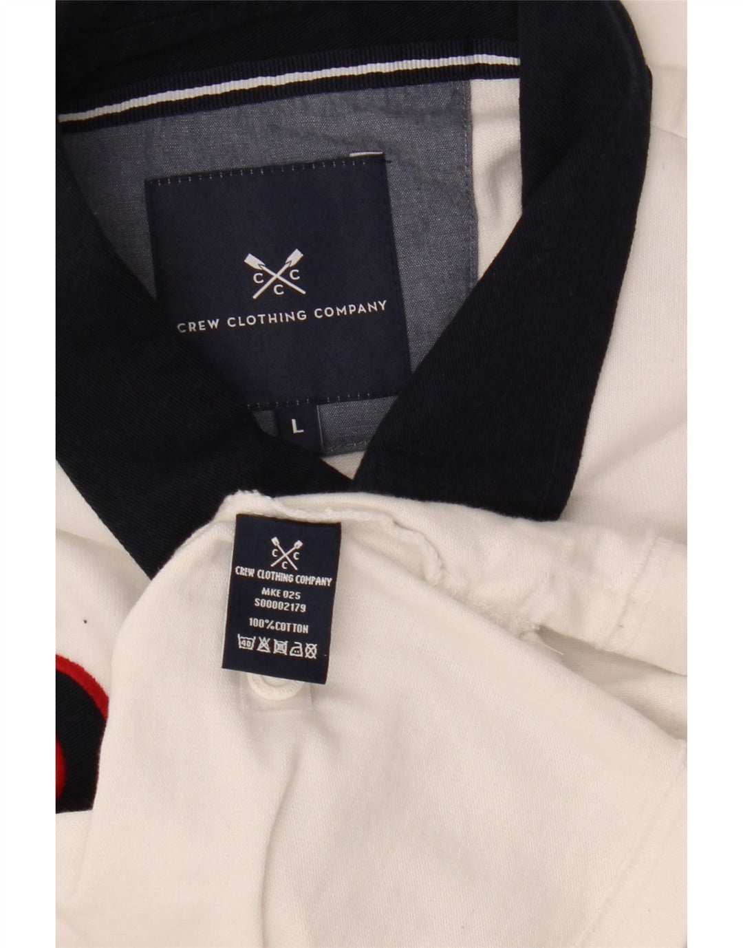 CREW CLOTHING Polo da rugby grafica da uomo, grande, colore bianco