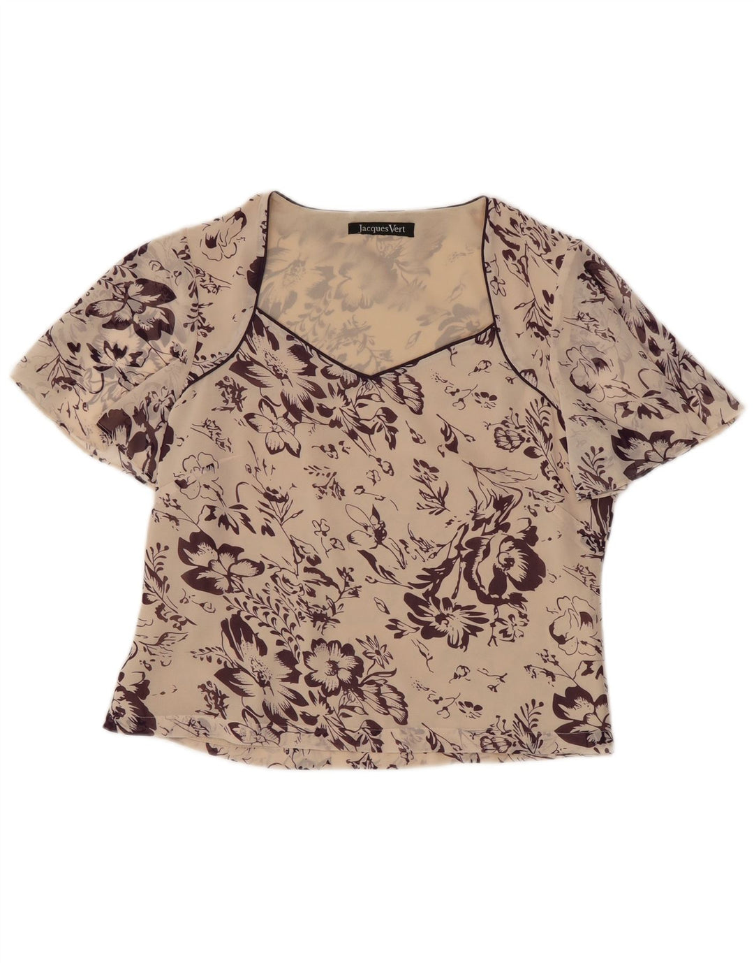 Camicetta corta da donna Jacques Vert Top UK 10 Piccolo poliestere floreale bianco sporco