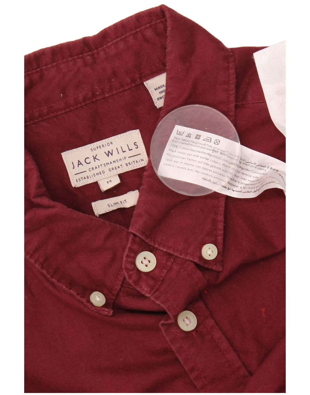 Camicia slim fit da uomo Jack Wills in cotone bordeaux medio