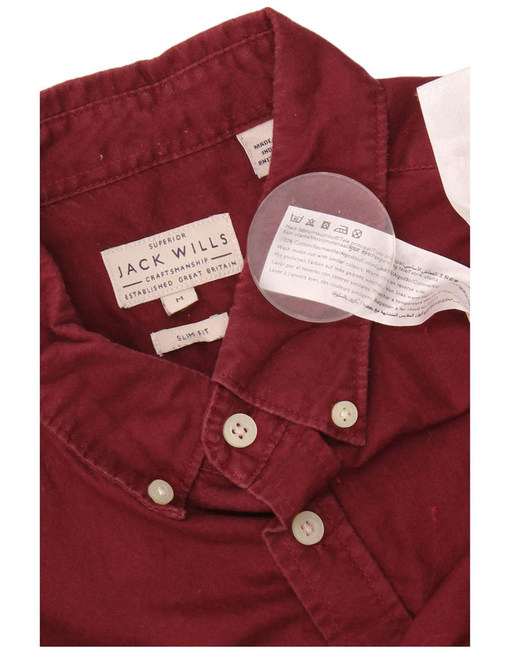 Camicia slim fit da uomo Jack Wills in cotone bordeaux medio