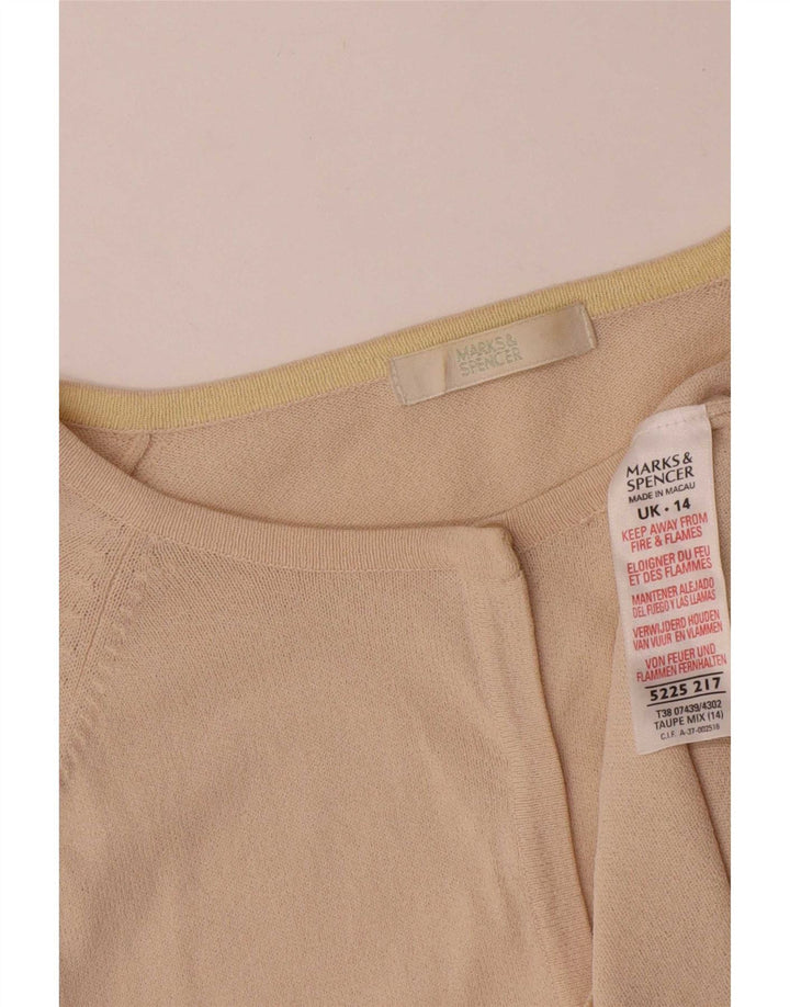 Maglione cardigan da donna Marks & Spencer UK 16 Large Beige Colourblock